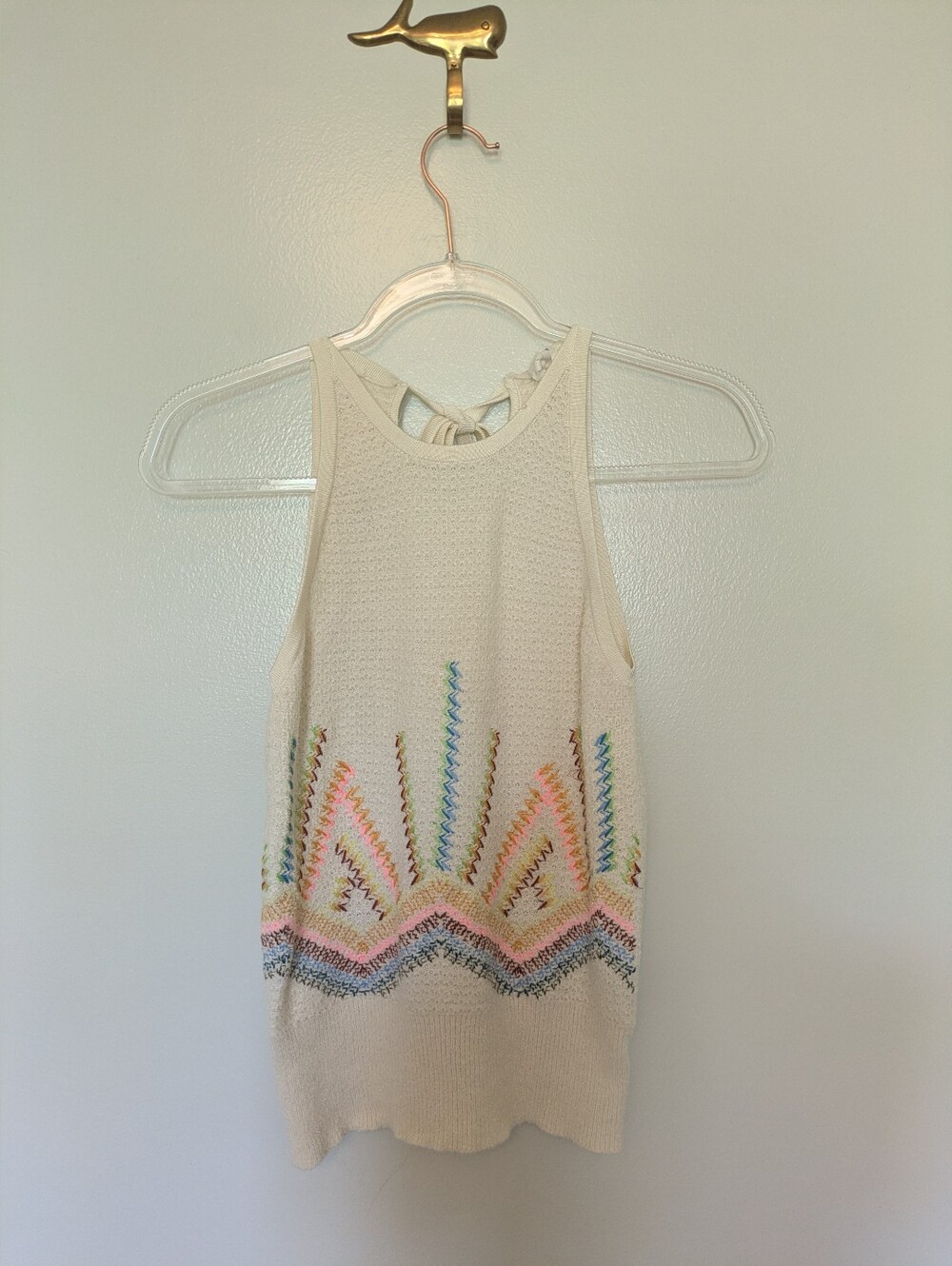 Anthropologie Sunrise Embroidered Sweater Tank Knit Small